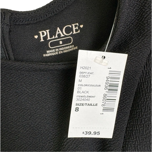 CHILDRENS PLACE Girls Ruffle Stretch Jacquard Dress - Black - Picture 4 of 4